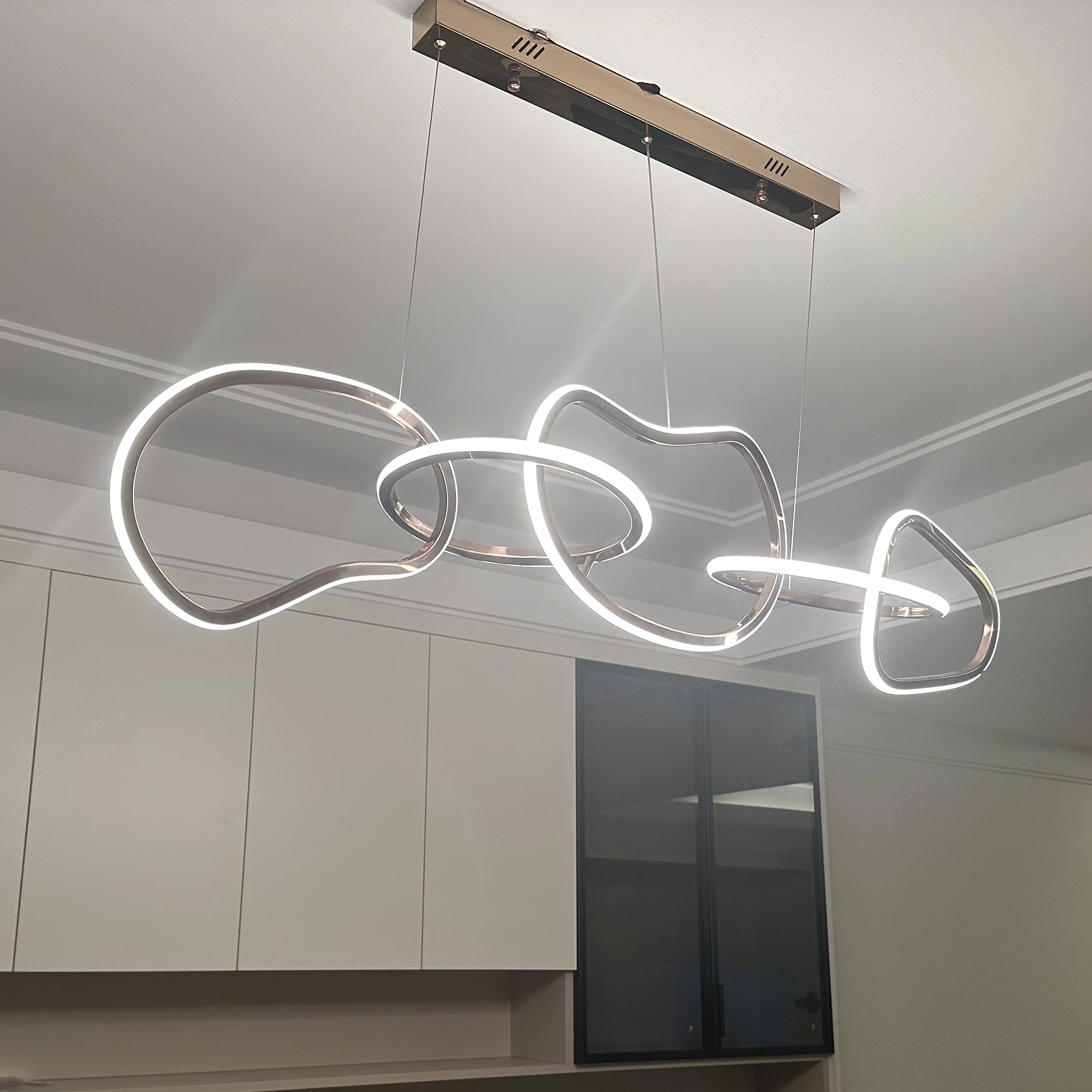 

Rose Gold LED Chandeliers Ligthing indoor lighting dining room bedroom Circle Stainless Steel Ring fixture lamp for living room