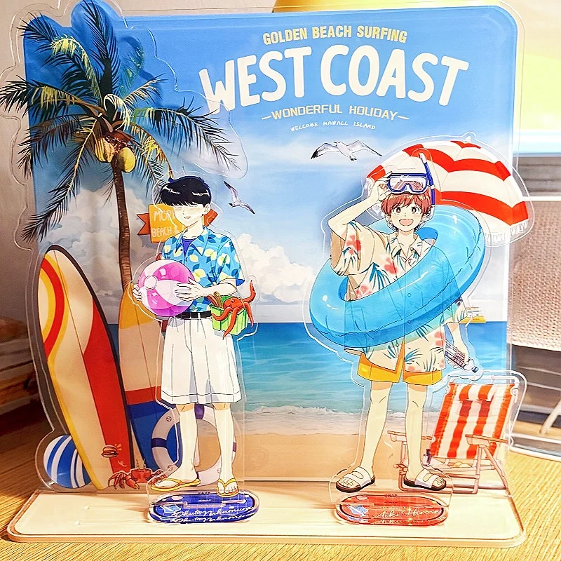 Summer Clear Sky Beach Scene Acrylic Stand, Display Background Accessory for 9-17.5cm Character, for Anime Kpop Merch Decor Prop