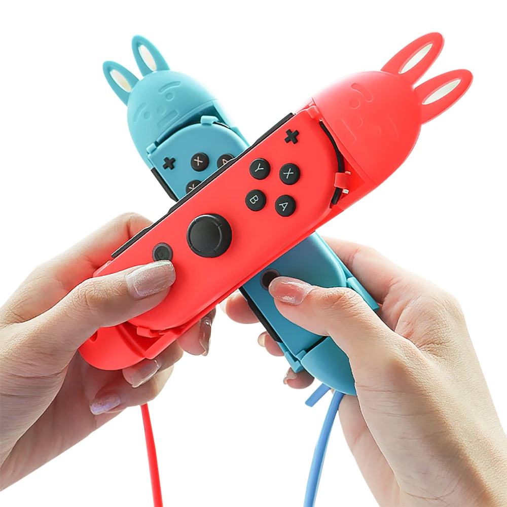 1 Paar Springseil-Griffe, verstellbares Springseil für Nintendo Switch NS Joy-Con Springseil Challenge Gaming Rabbit Design