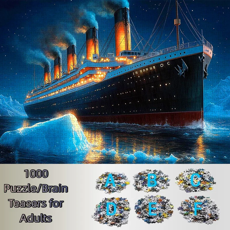 Rompecabezas nocturno de Iceberg Titanic Cruise Ship de 1000 piezas: un rompecabezas para adultos, ideal para familiares y amigos. Grandes opciones de regalo