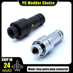 FREEZEMOD Computer Water Cooling Quick Disconnected Fitting Kit, G1/4'' Dual Inner Thread Water Stop Connecting, Black/Silver