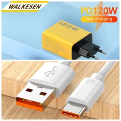 6A Fast Charging Type-C USB Cable with 120W Charger for iPhone Huawei Honor Xiaomi OPPO VIVO Android Phone Quick Charger Cables