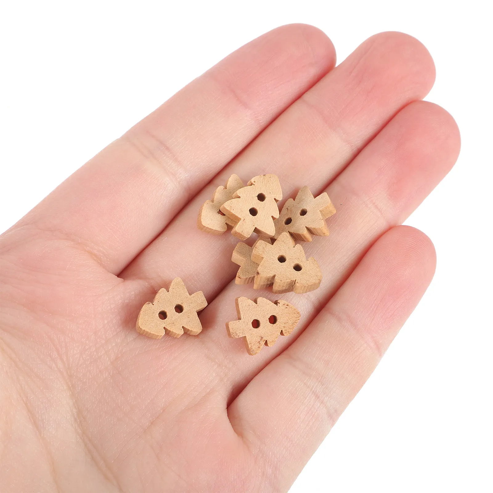 

100Pcs Xmas Tree Wood Buttons Cartoon Shape DIY Sewing Buttons for Clothing Coat Shirt Decorative Craft Supplies