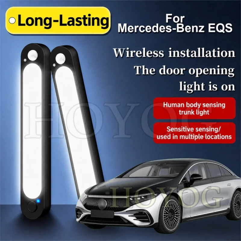 For Mercedes-Benz EQS 2021-2026 Car Trunk Light LED Lamp Cordless Sensor Type C Charging Boot Cargo Light Sedan Interior Cabin