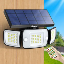 Intelamp 6000mah Outdoor Solar Light Two Motion Sensors Light Up All Night Wall Street Lamp For Garden Yard Path Garage Porch