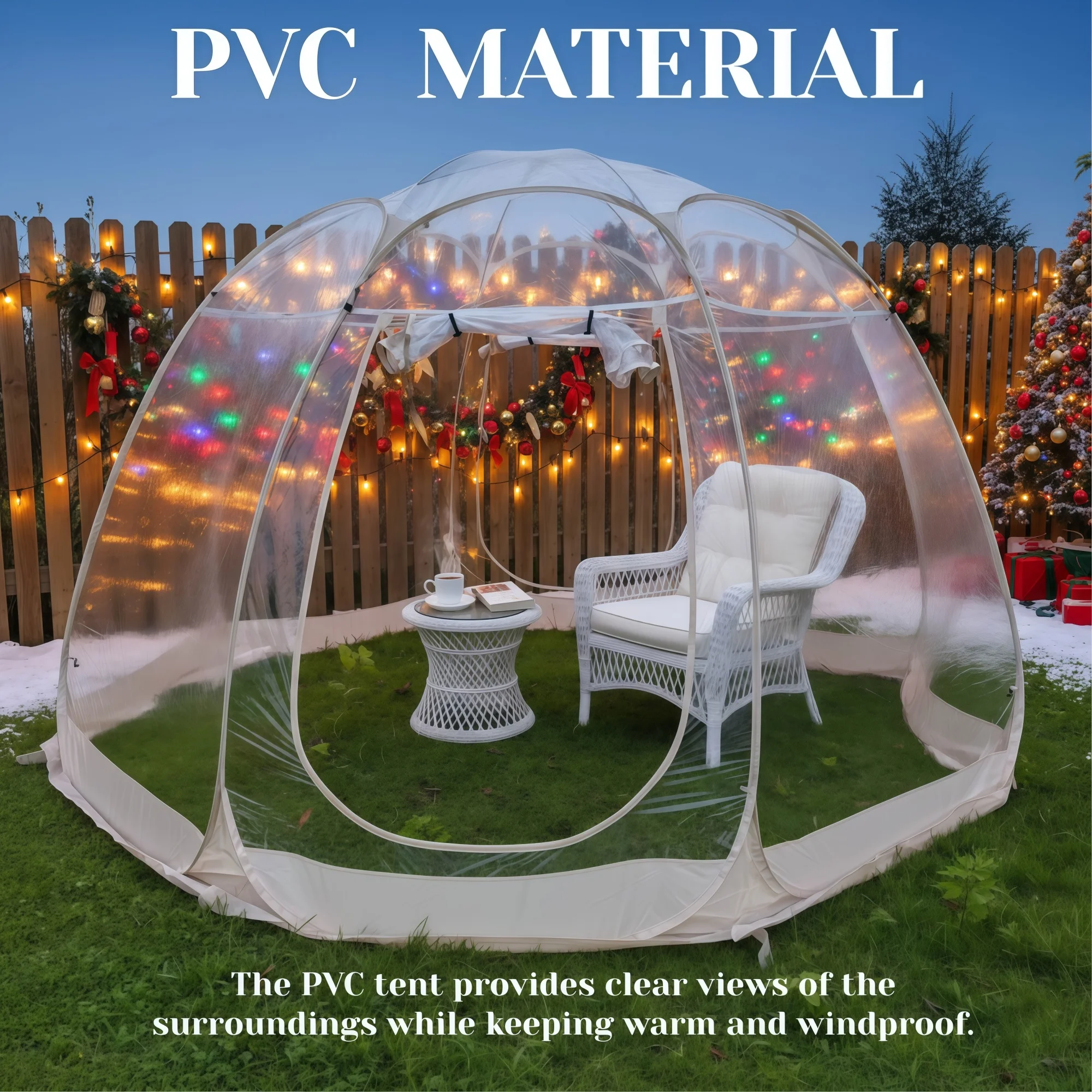 

Large Quick-Set Bubble Tent Portable Outdoor Igloo Extreme Cold Resistant Winter Shelter for Camping And Backyard Use