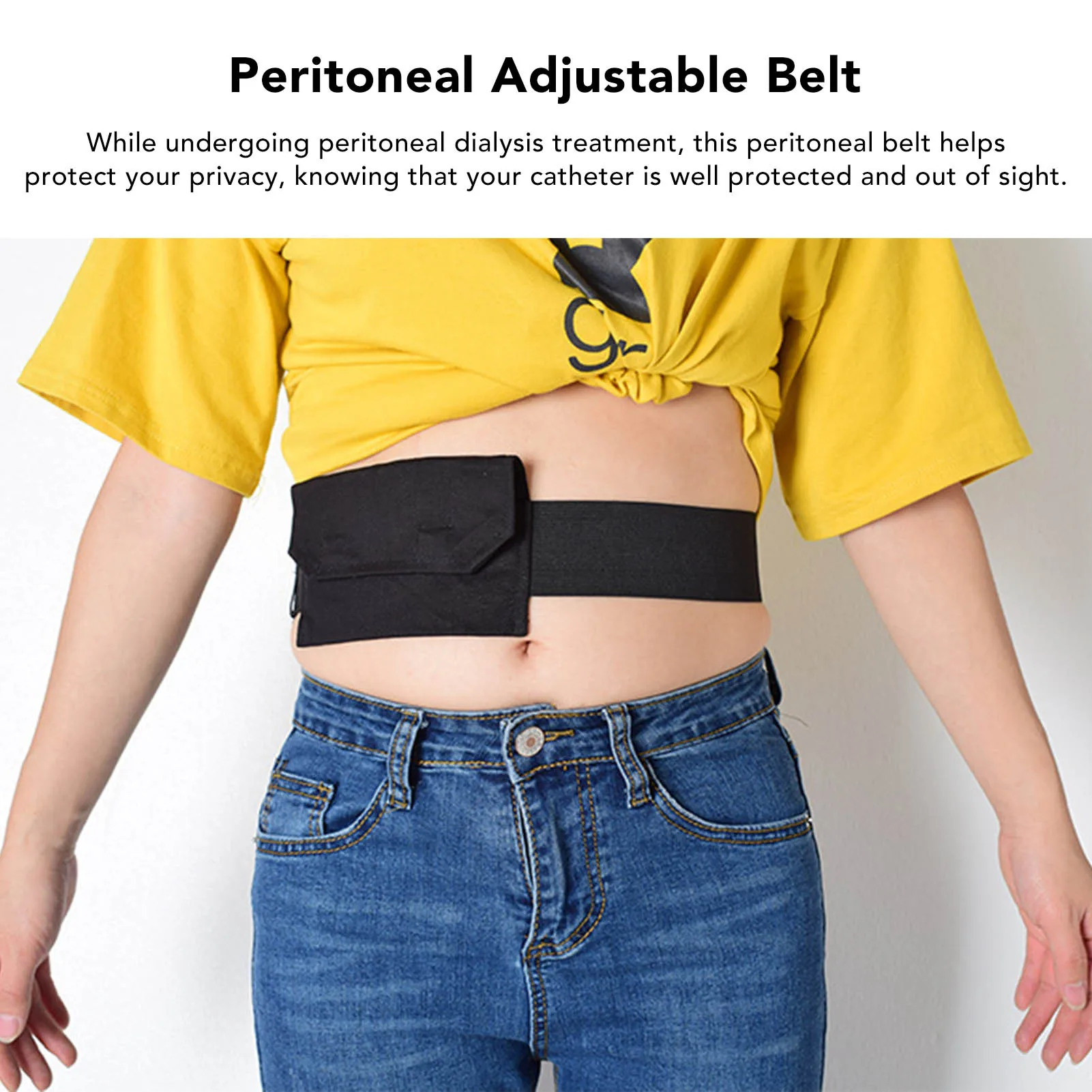 Peritoneal Adjustable Belt Peritoneal Belt Washable Adjustable Pocket Dialysis Belt Tube Holder Abdominal Black Belt