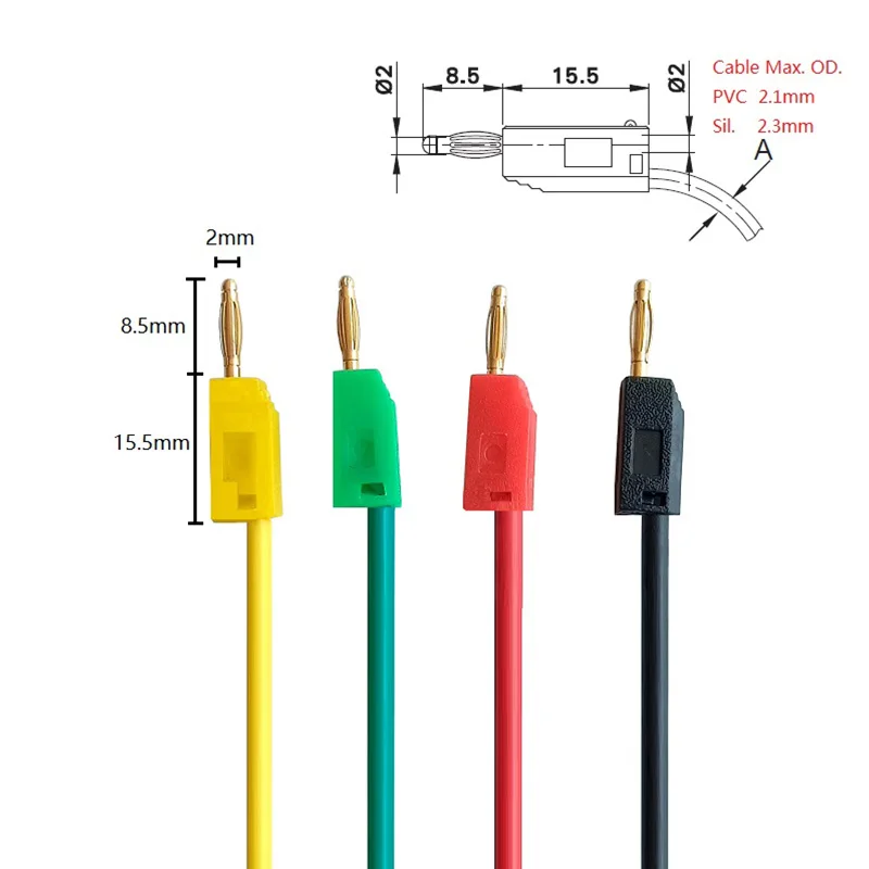 8A 3000A Multimeter Test Leads with 2mm Banana Plugs Test Probes Wire Diameter 2.5mm Multimeter Experiment Replacement Test Wire