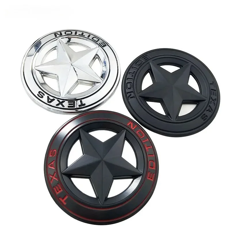 Metal TEXAS EDITION Shield Pentagram 3D Emblem Badge Car Fender Side Tail Body Sticker for JEEP Wrangler Liberty Grand Cherokee