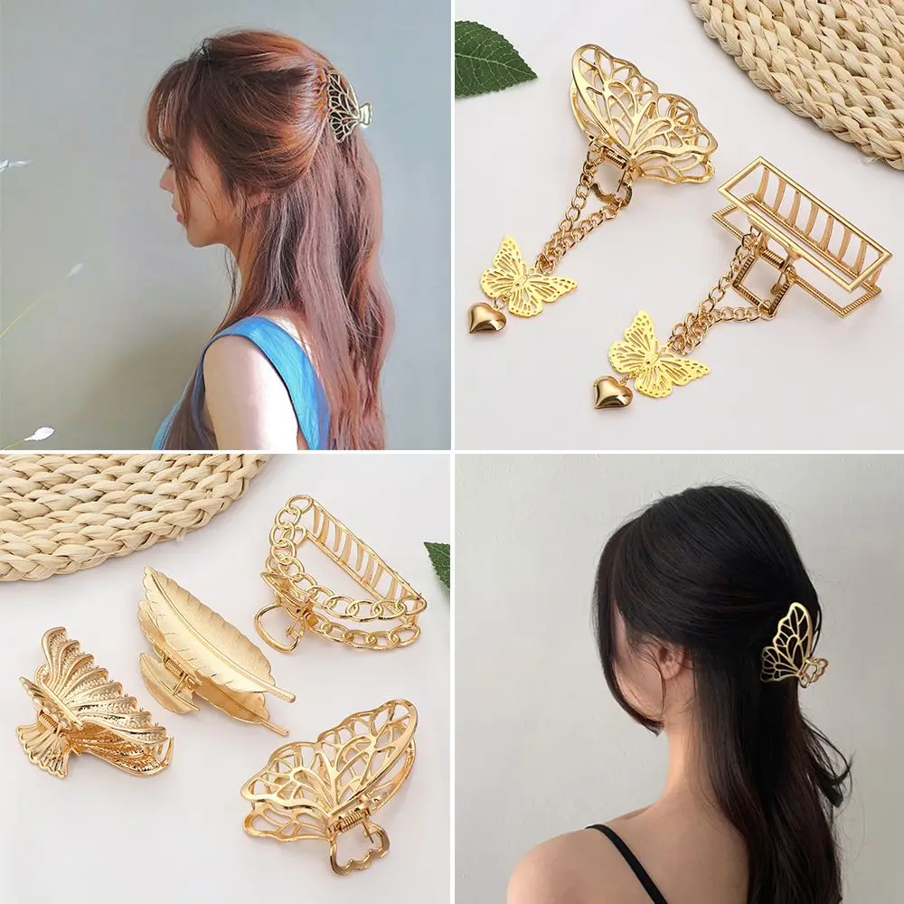 

Girls Woman Styling Tools Elegant Headwear Hair Pins Hair Claws Butterfly Tassel Hollow Out Barrettes Metal Hairgrip