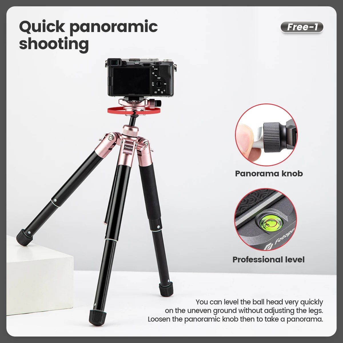 Fotopro 152CM Lightweight Compact Travel Tripod for Camera Phone Mount Detachable Selfie Stick Free-1