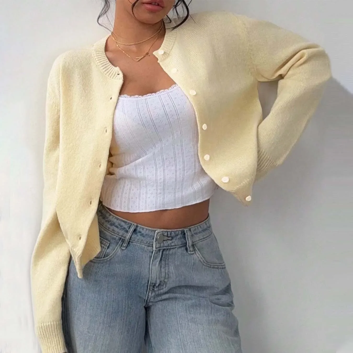 

Cardigan Jacket Soft and Glutinous Short Loose Slimming Top Long-sleeved Sweater Women's Autumn and Winter