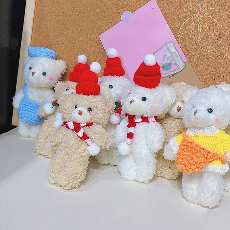 Kawaii Christmas Bear Keychain Cartoon Cute Plush Bear Pendant Children Toys Fashion Backpack Decoration Accessories Gifts