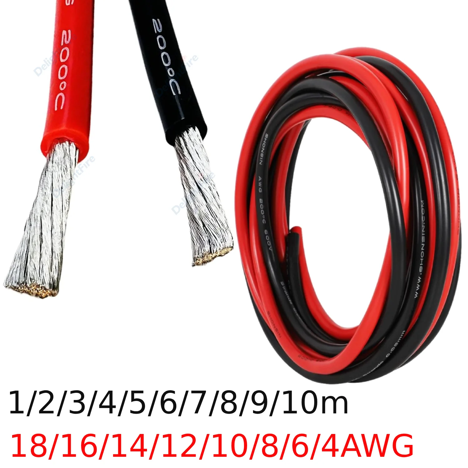 

Heat Resistant Red Black Silicone Wire 18 16 14 12 10 8 6 4 AWG SIlicone Hookup Cables for Car Auto Solar Panel Inverter Battery
