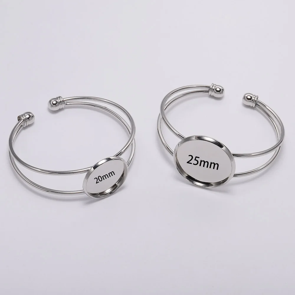 1 Stück Hochwertiger 20mm 25mm Armreifrohling in verschiedenen Farben, Armband-Basis, Fassung für Cabochon und Kamee, Zubehör – Detail 2