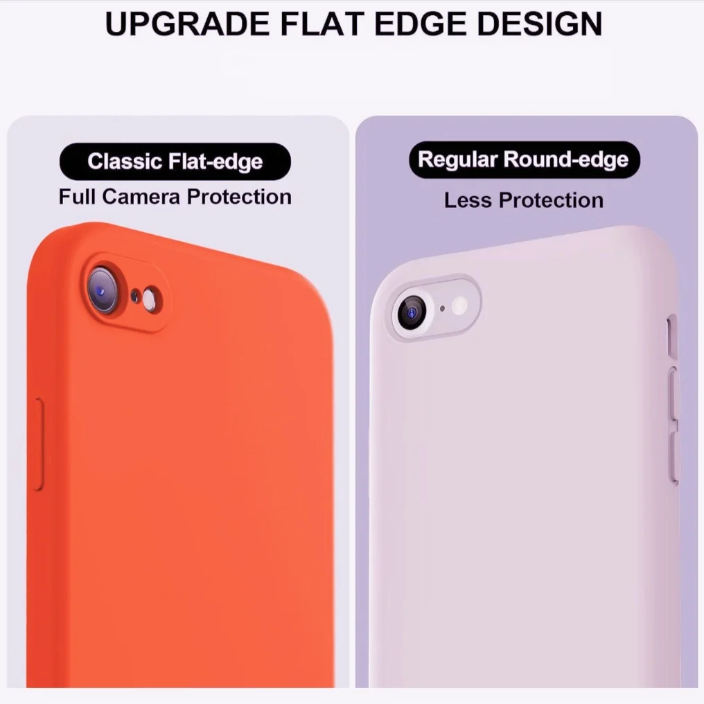 حافظة هاتف من السيليكون السائل المقاوم للصدمات بلون سادة لهاتف آيفون SE 2022/SE2020/7/7+ (مثل آيفون 17Pro Max لون برتقالي)