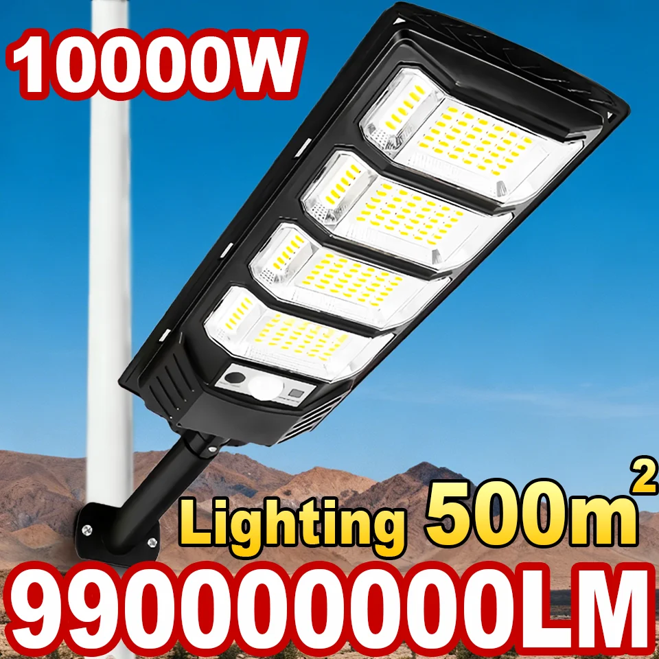 

10000W Outdoor Solar Lamp Ultra Powerful Solar Street Light 320° Wide Range Lighting Super Bright Motion Sensor for Park Garden