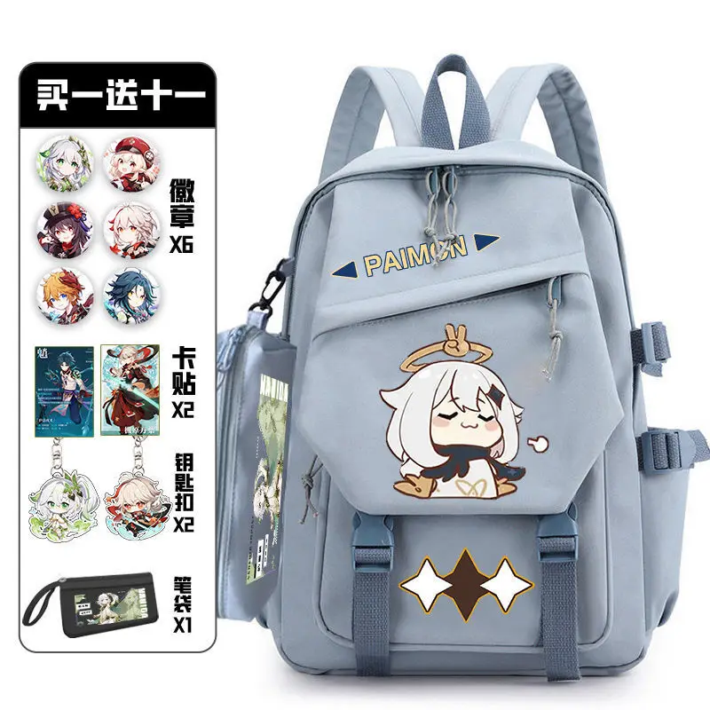 Impact Genshin Merchandise Venti Paimon Student Unisex Casual Bag Hu Tao Game Fan Backpack A