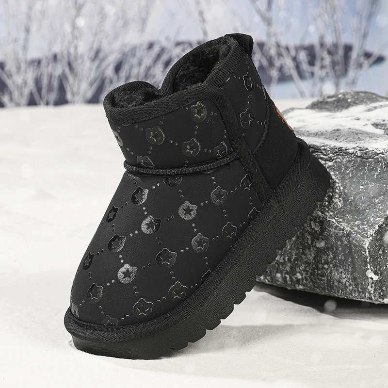 أحذية أطفال مع أحذية ثلج قطيفة، أحذية قطنية للدفء، دواسات قدم للرجال والنساء، أحذية أطفال، أحذية قطنية