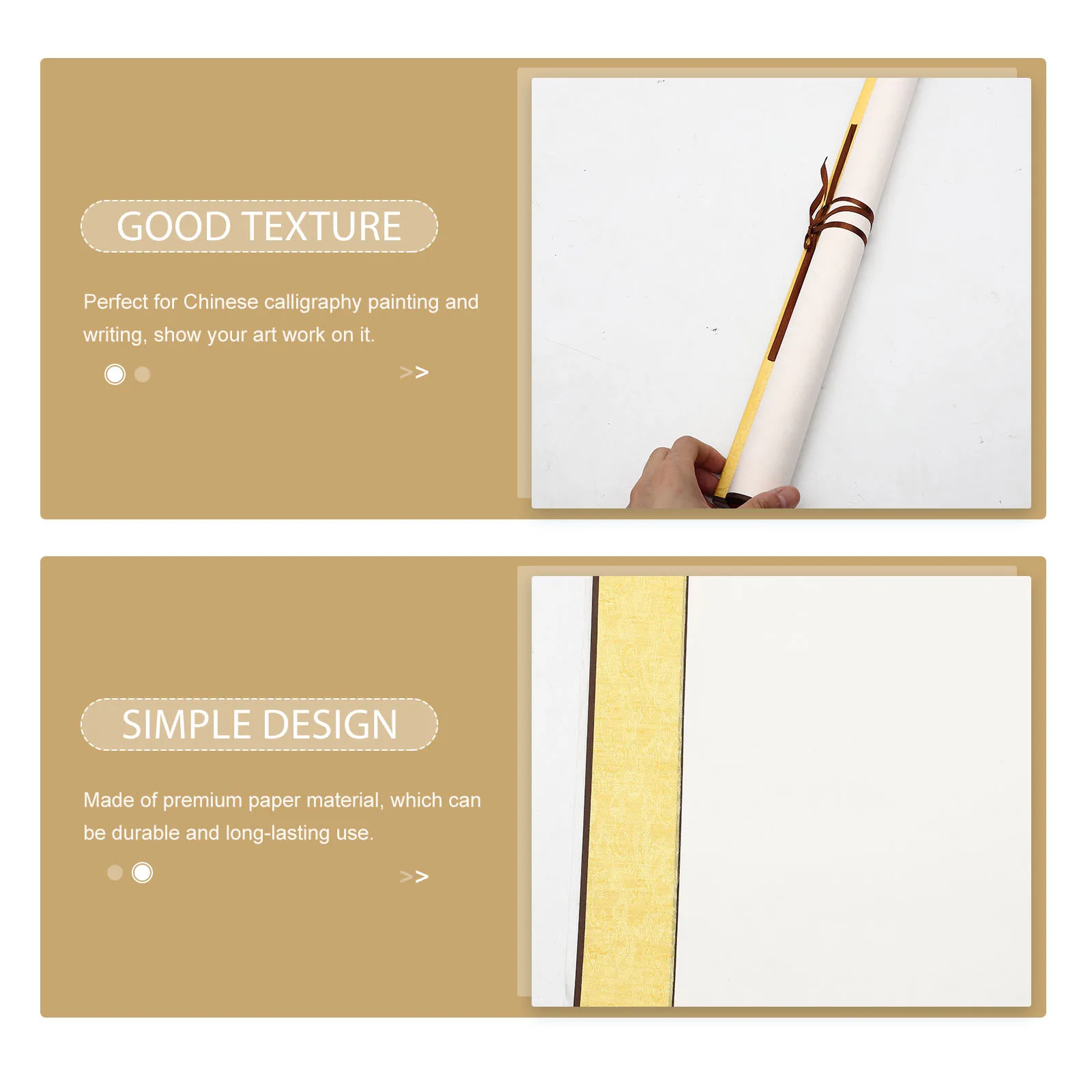 2 Pcs Blank Scroll Drawing Parchment Chinese Calligraphy Paper for Painting Writing