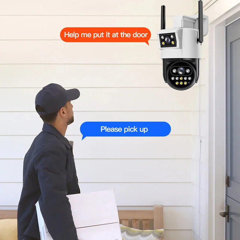 Télécommande de téléphone portable 360 ​ ​ Pas d'angle mort double objectif 5MP HD vision nocturne extérieure double écran caméra de surveillance caméra IP Audio