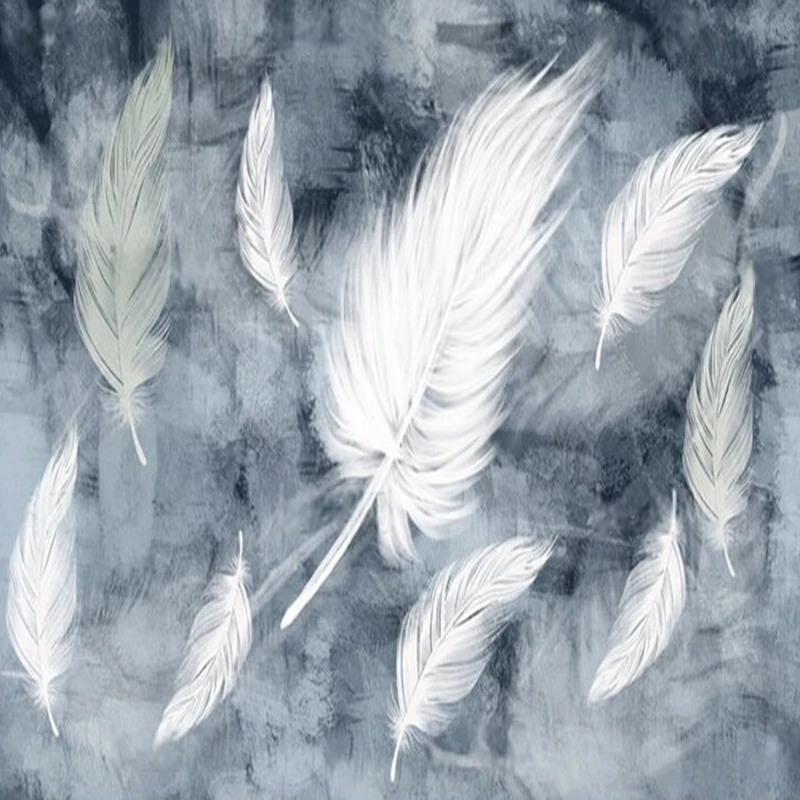 MU9024 Frisse en eenvoudige tv-woonkamerachtergrondmuur in Scandinavische stijl met veren