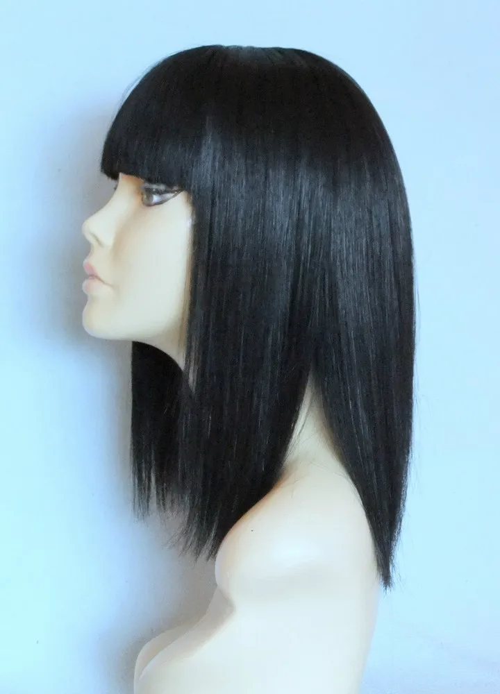 شعر مستعار مقاوم للحرارة العالية، هامش ناعم، أسود للسيدات، شعر مستعار كامل يوميًا في المملكة المتحدة