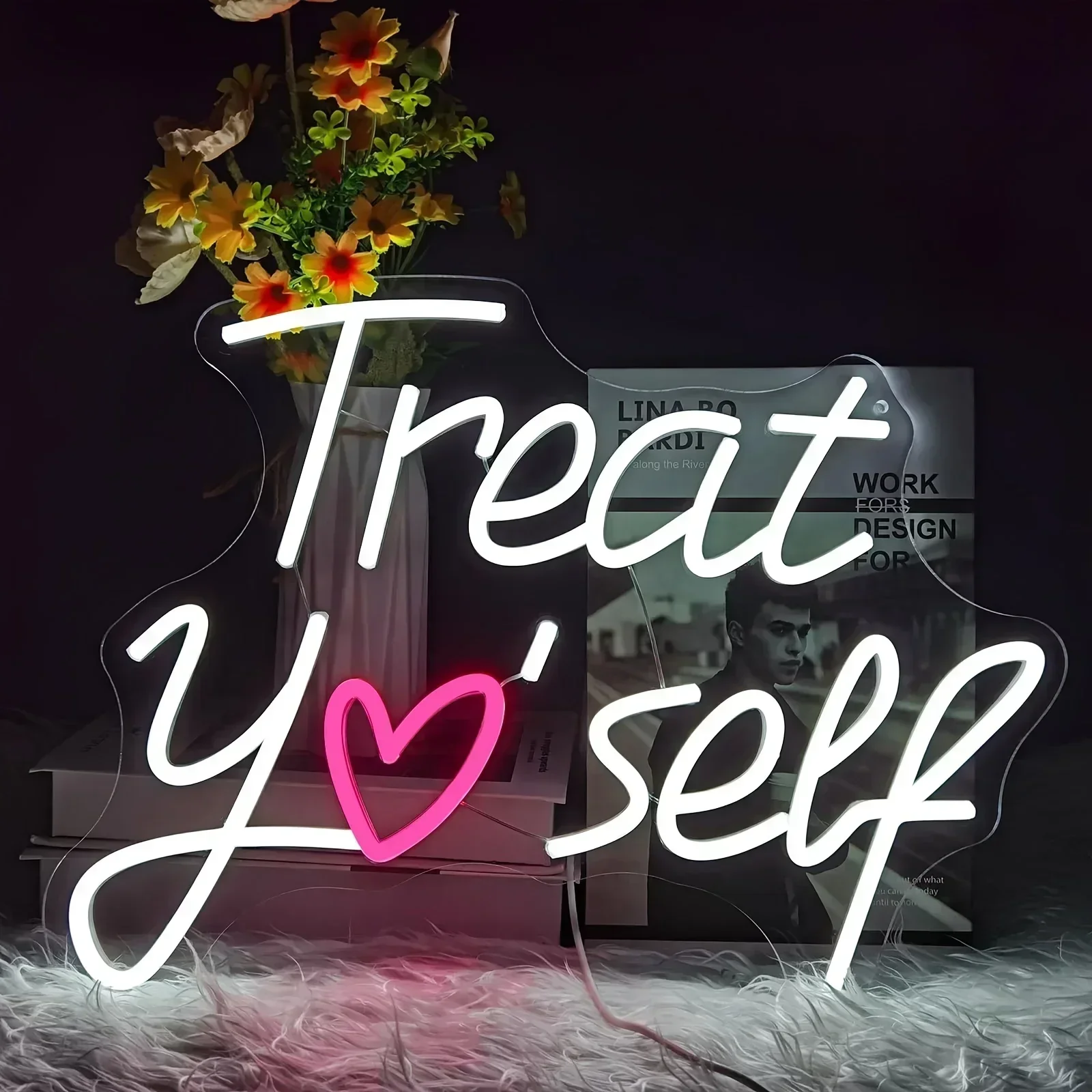 

Treat Yourself Neon Sign LED Neon Light Sign USB Night Light For Wall Decor Wedding Bedroom Decor Birthday Party Gift Letter