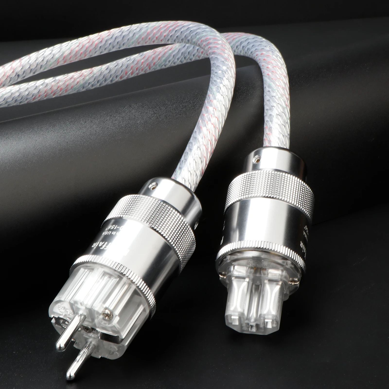 

Preffair D512 EU/UK/SU/US Power Cord OCC Copper Silver Plated Supply Cord with Rhodium Plated Plug for Amplifier CD, Decoder