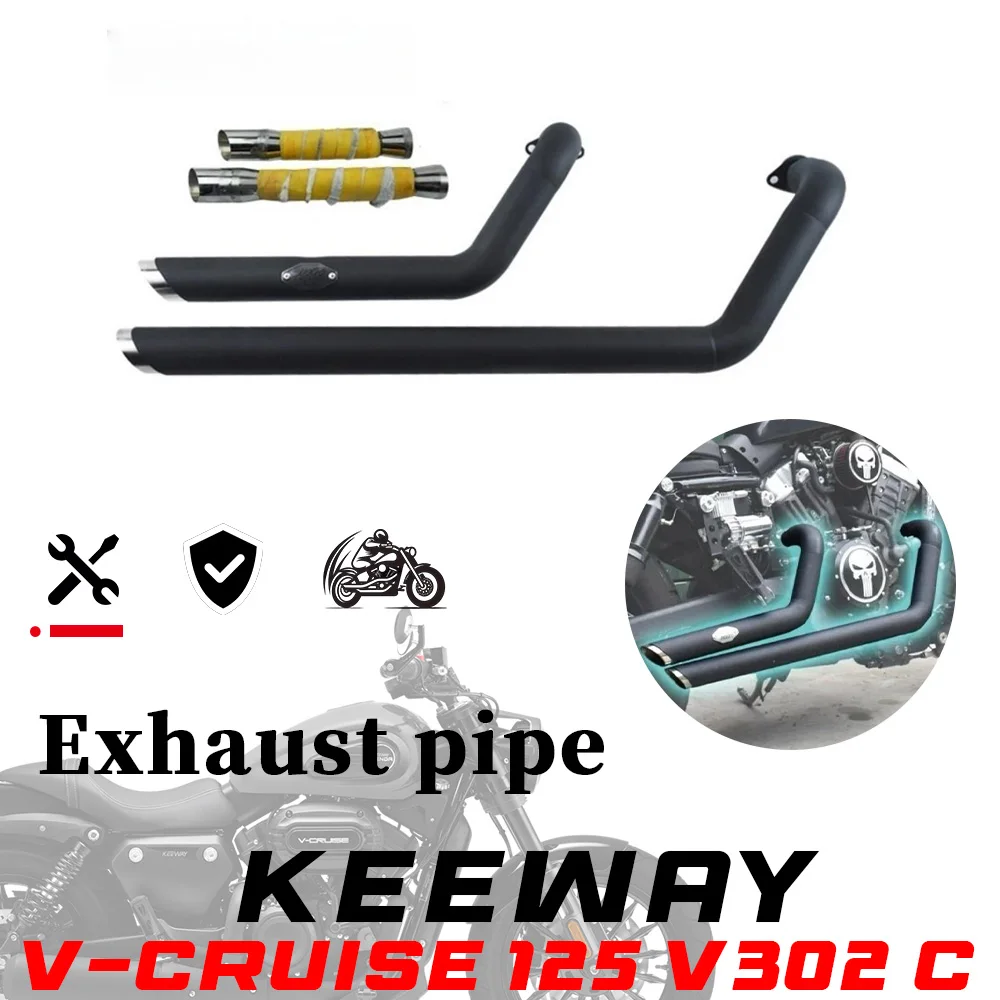 Dual Stainless Steel VH Exhaust Slash Cut  Straight Design  Fit KEEWAY V-CRUISE 125 V 302C
