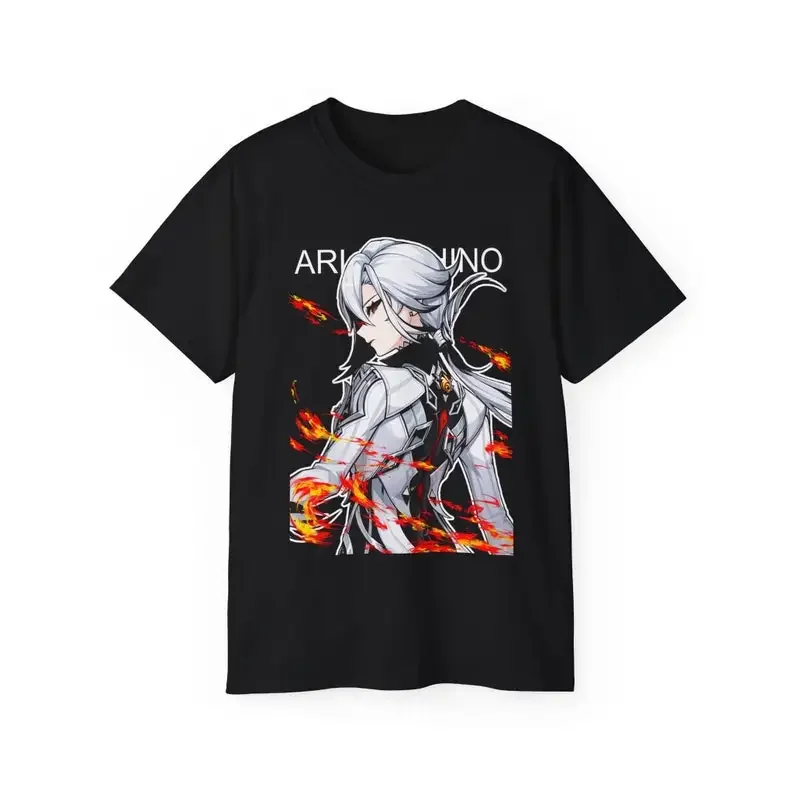 Genshin Impact Print Women T-shirt Arlecchino Graphic Short Sleeve Tee Shirt Harajuku Kawaii Unisex Casual Y2k Clothing Tops