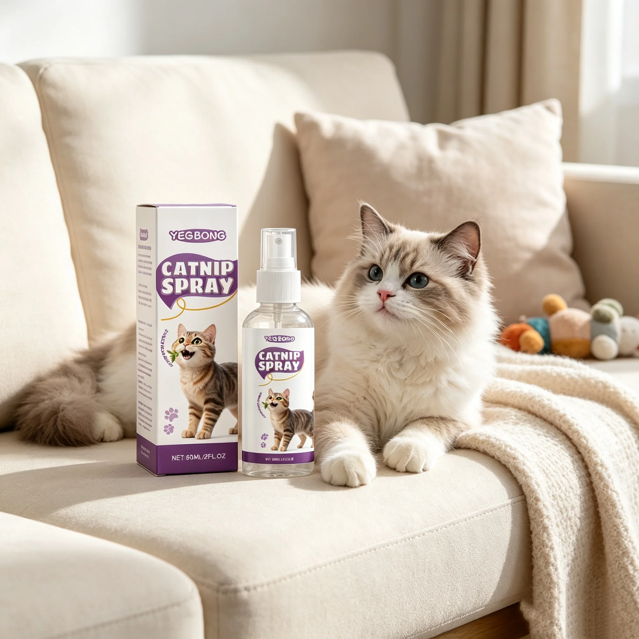 Yegbong Catnip Spray Lasting Effectively Soothing Anxiety Tension Enhance Pet Vitality Stimulate Non-Toxic Cats Fun Catnip Spray