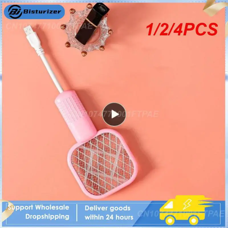 

1/2/4PCS High Density Power Grid Small Household Electric Mosquito Swatter Inner Aluminum Mesh Usb Mosquito Swatter Mini Compact