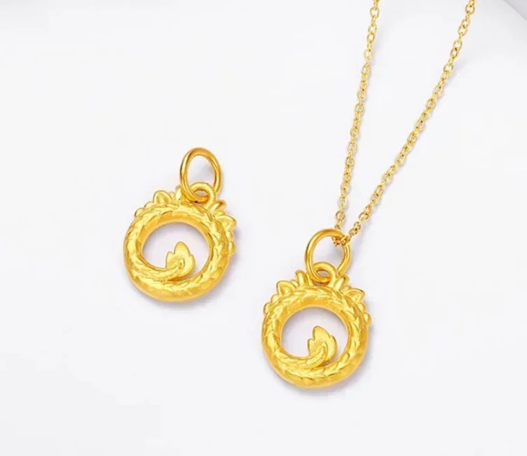 Eldorado Gold  trendy jewelry 24k pure gold dragon pendant 999 real gold charms 3d hard gold jewelry accessories