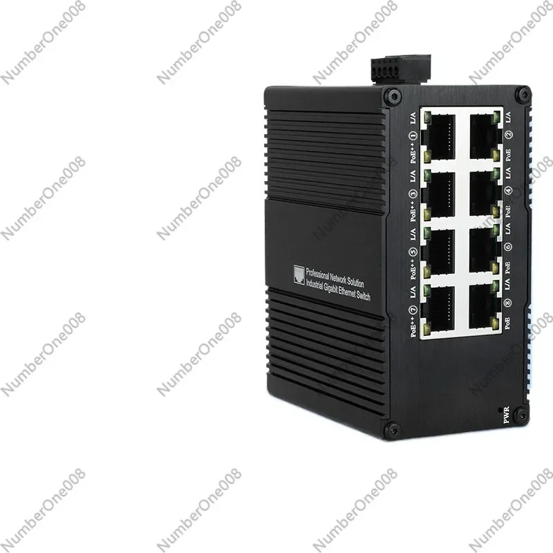 Industrial 8-Port Gigabit Switch, Unmanaged DIN-Rail Ethernet Switch, Network Security Monitoring Device