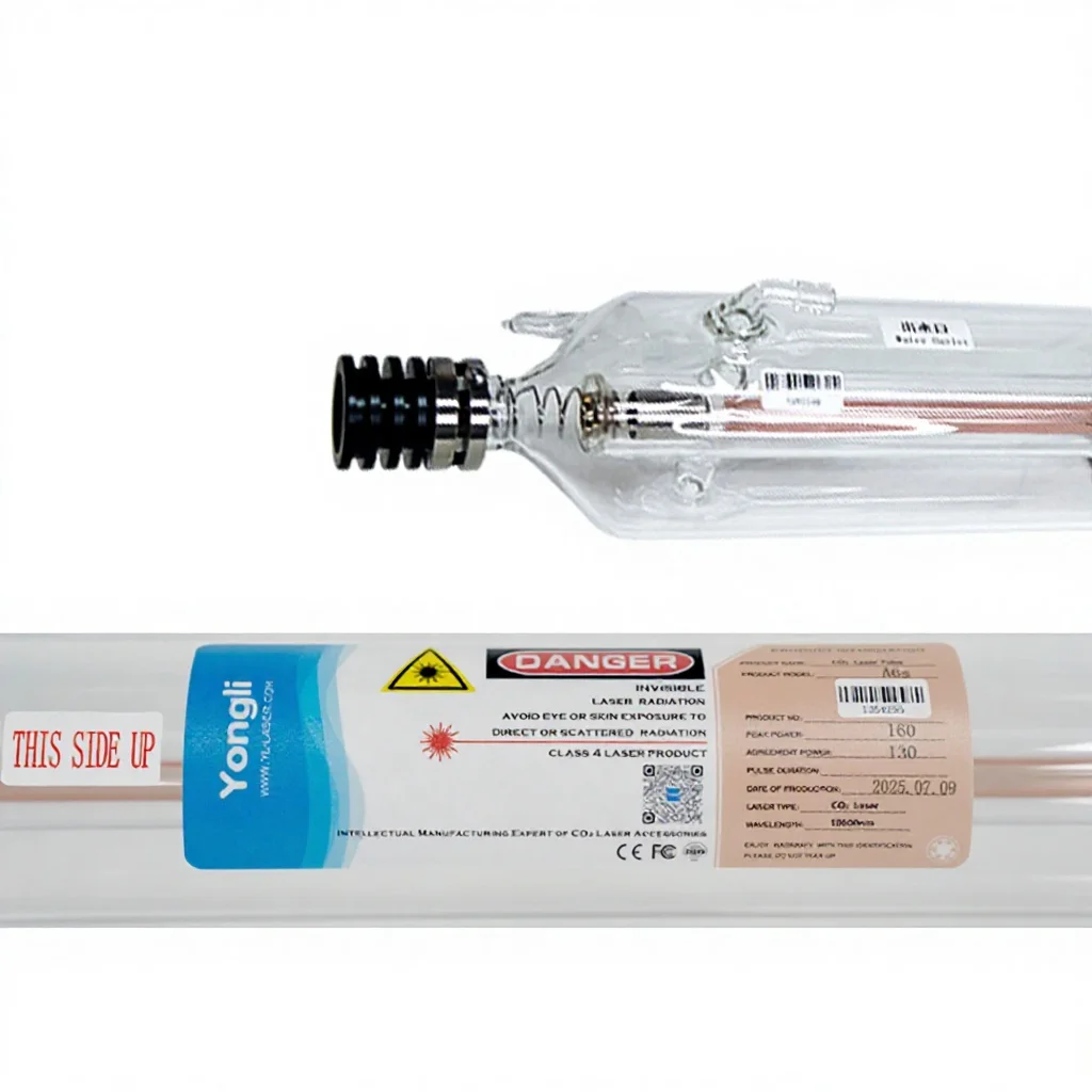

Лазерная трубка CO2 Yongli A6s 130 Вт, диаметр 80 мм, стеклянная лампа, запчасти для лазерного оборудования для резки и гравировки CO2 (модель 2026 года)