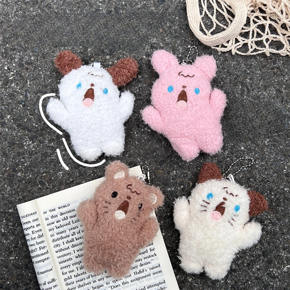 

2Pcs Cute Plush Dog Doll Charms Cartoon Animal Chainkey Bag Pendant Couple Gift