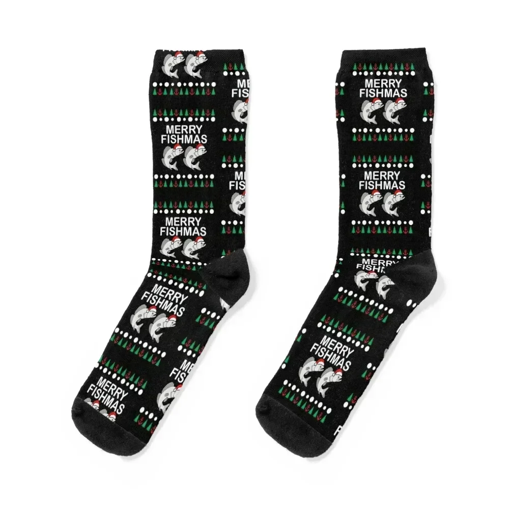 

Merry fishmas Christmas angler fish gift Socks Soccer winter thermal essential snow Boy Child Socks Women's