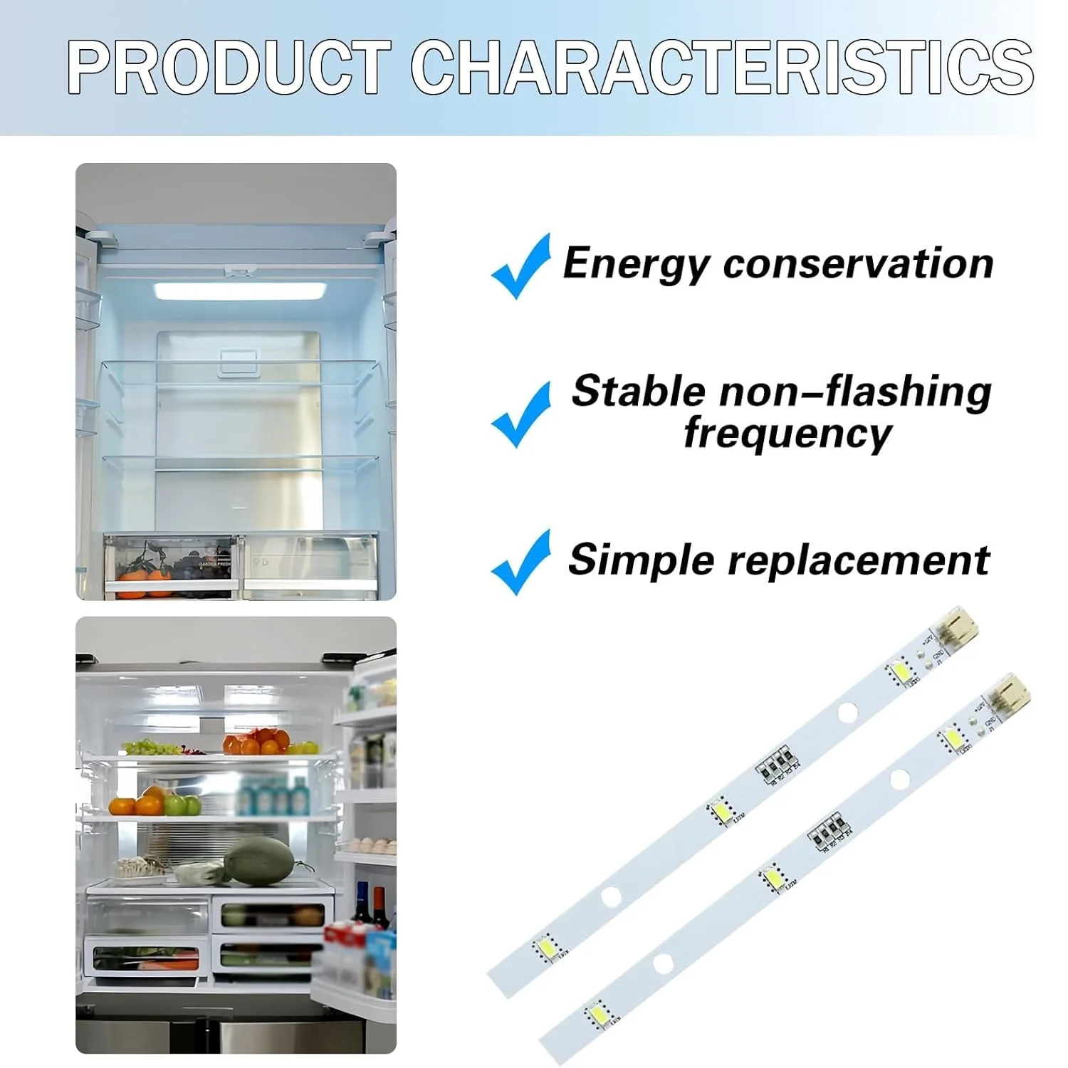 Tira de luces LED de 2 piezas para refrigerador RONGSHENG/HISENSE E 349766   MDDZ-162A 1629348 1529227   Compatible con barra de luz LED para frigorífico DC12V 2W
