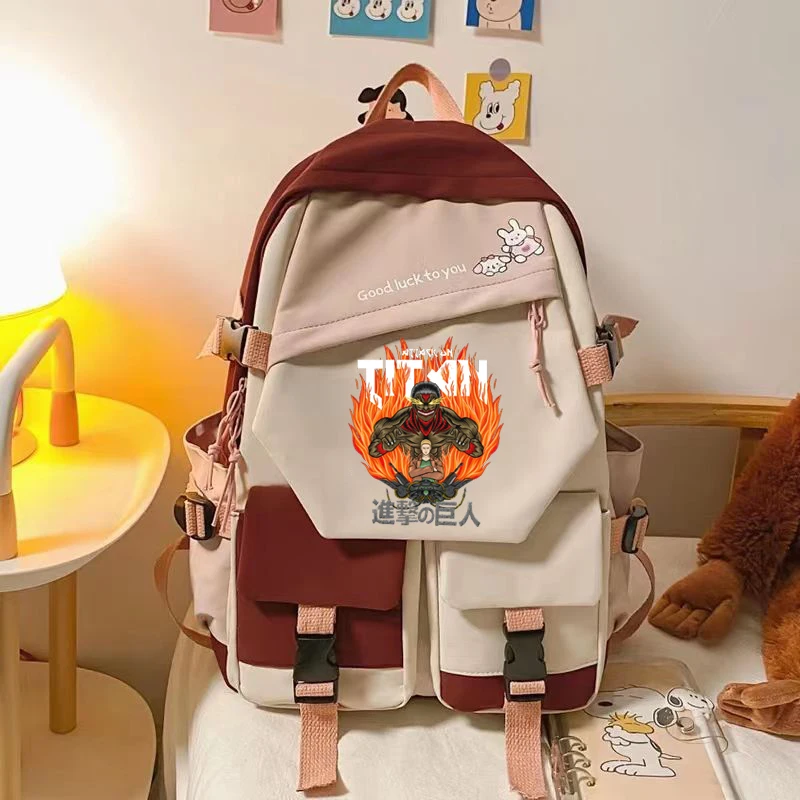 Anime Attack on Titan Shingeki No Kyojin AOT Rainer Titan novedad mochilas escolares niñas bolso escolar adolescente portátil Anime mochilas escolares