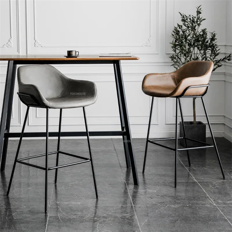 Nordic เก้าอี้บาร์เหล็กรับประทานอาหารหรูหรา Creative Cafe เคาน์เตอร์ Barstool เรียบง่ายสูงสตูลเฟอร์นิเจอร์ห้องครัว HY50DC