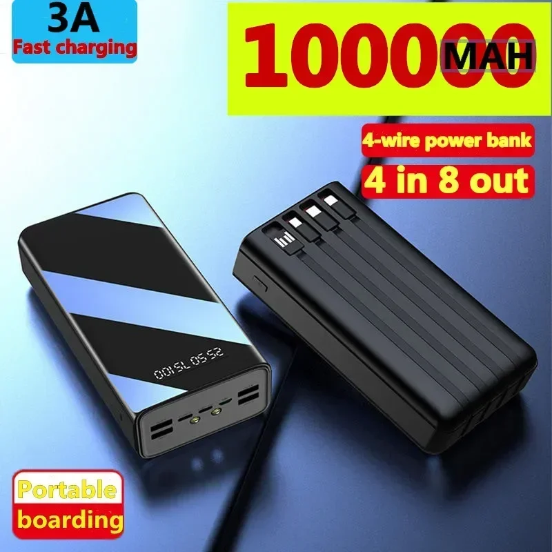 100000mah USB fast charging power supply LED display portable mobile phone tablet external battery charging source battery