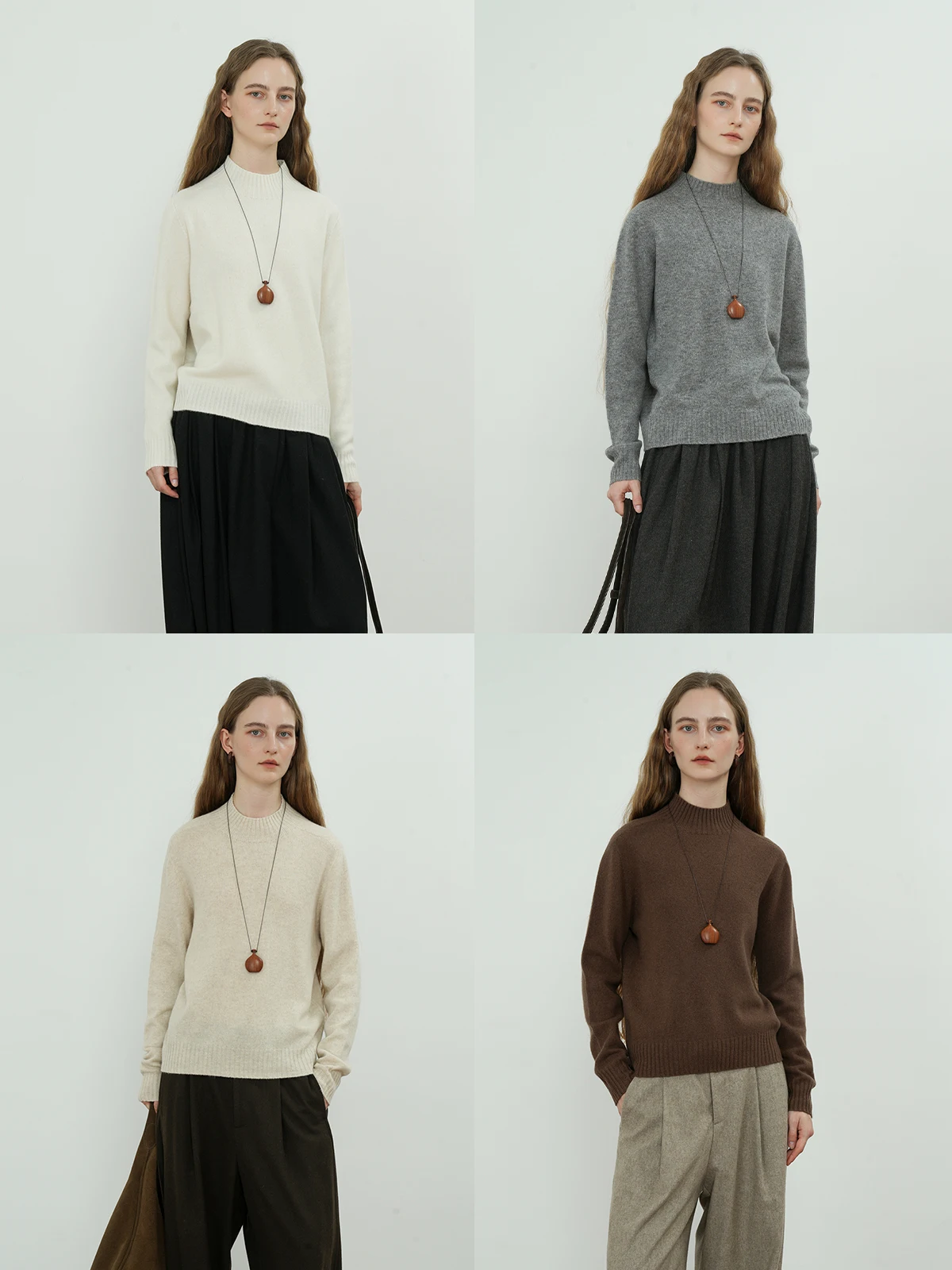 

JWSZ Skin-friendly Touch Feeling f High Collar Camere Wool Sl Inteated Knitted Sweater Women's Loose Fit Knitwear