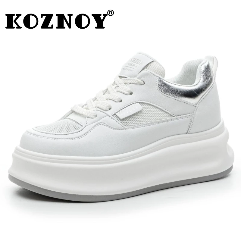 

Fujin 6.5cm Air Mesh Genuine Leather Fashion Canvas Shoes Breathable Women Vulcanize Chunky Sneaker Platform Wedge Women's Shoes