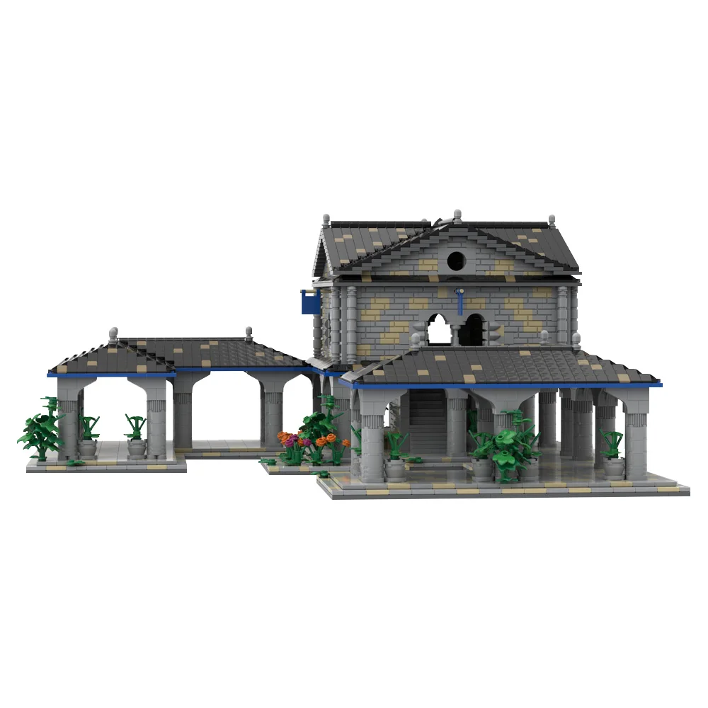 MOC Age of Empires Game Town Center Model Building Blocks Military Economic Battle Town House Architecture Brick Toy Gift