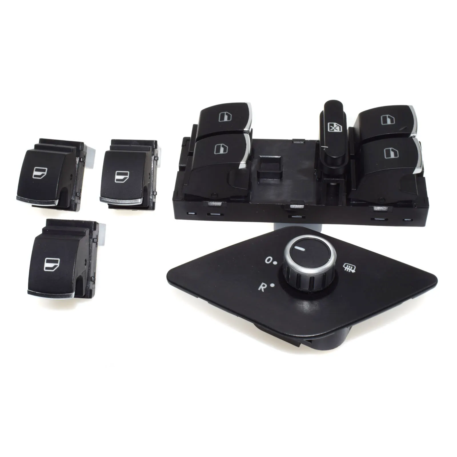 

Chrome Power Window Switch + Mirror Switch Kit for VW for JETTA for Golf MK5 Passat B6-