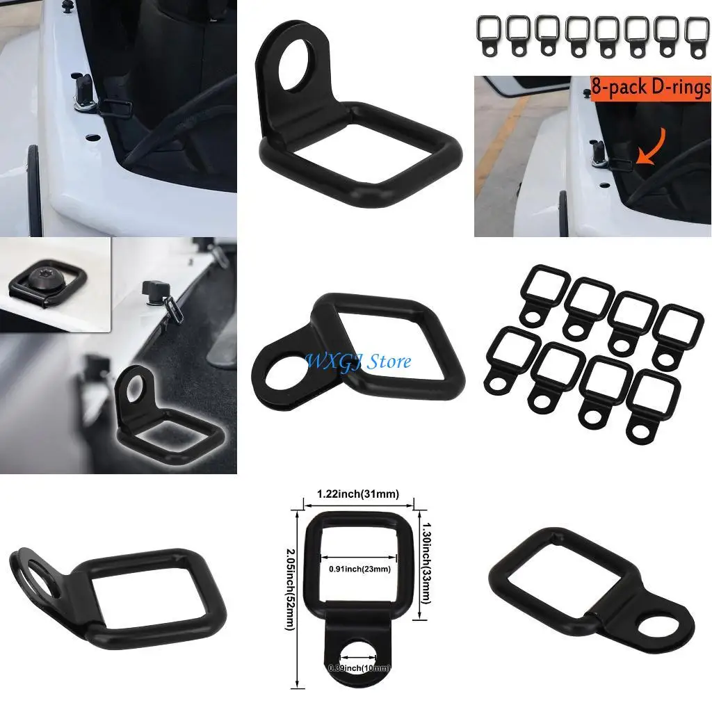 

37JE 8Pcs Black D Pull Hook Tie Down Anchors Ring Cargo Tie Down Ring for Car Truck Trailers RV Boats