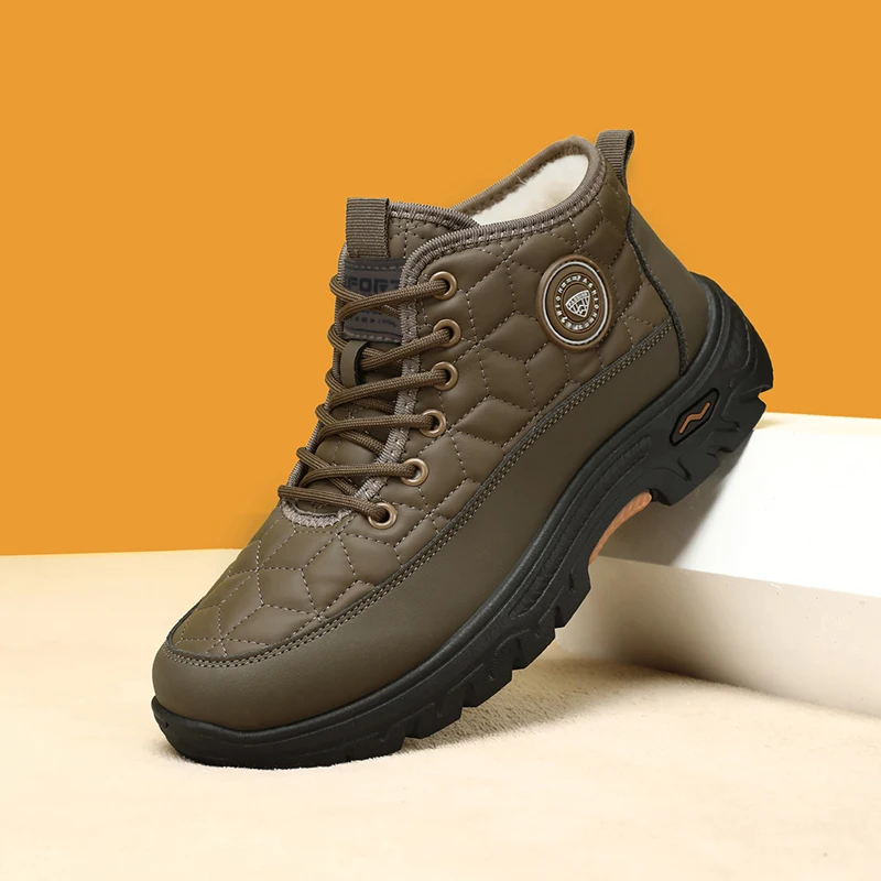 Men's New Winter Comfortable Fleece-Lined Snow Boots, Fashionable and Versatile Casual Shoes, Dad Shoes, the Best Gift for Fathers