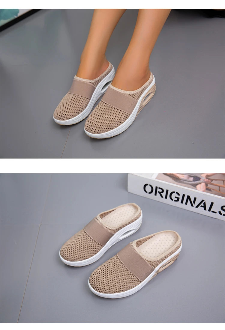 2025, Sommer europäische und amerikanische große Baotou-Halbhausschuhe für Damen, Mesh, ohne Absatz, Slip-on-Damenschuhe, flache Schuhe – Detail 22