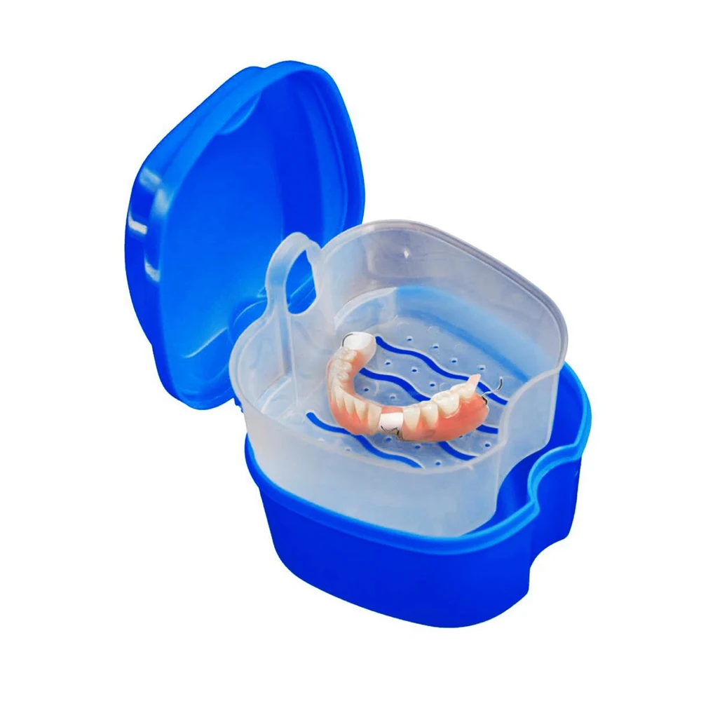 With Denture Brush Dental Bath Box Case False Teeth Mouth Guard Storage Plastic Container Oral Hygiene Orthodontic Supplies